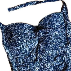 Sophisticated Blue and White One Piece Swimwear